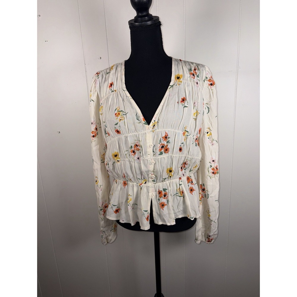 Sophie‎ Rue floral peplum blouse NWT ivory